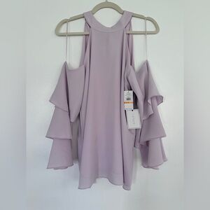 1. State Purple Cut Out Ruffled Blouse